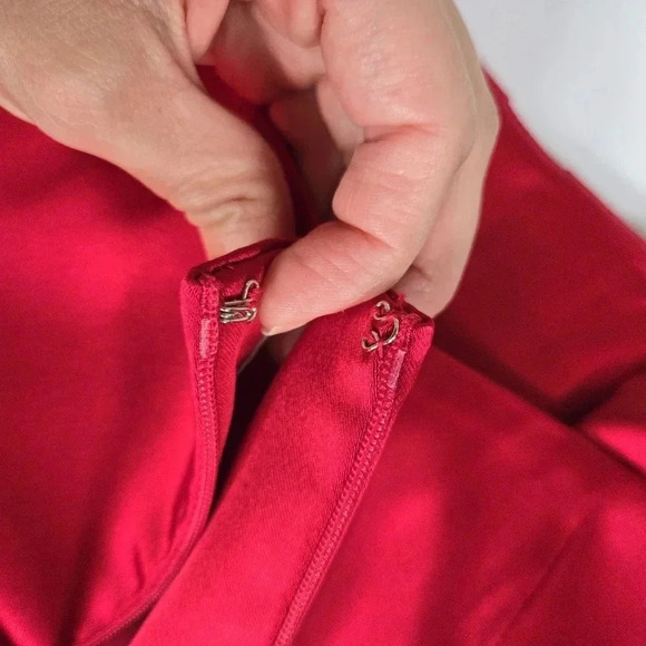 Calvin Klein red stretch satin formal date night mini dress sz 10 - Picture 9 of 17